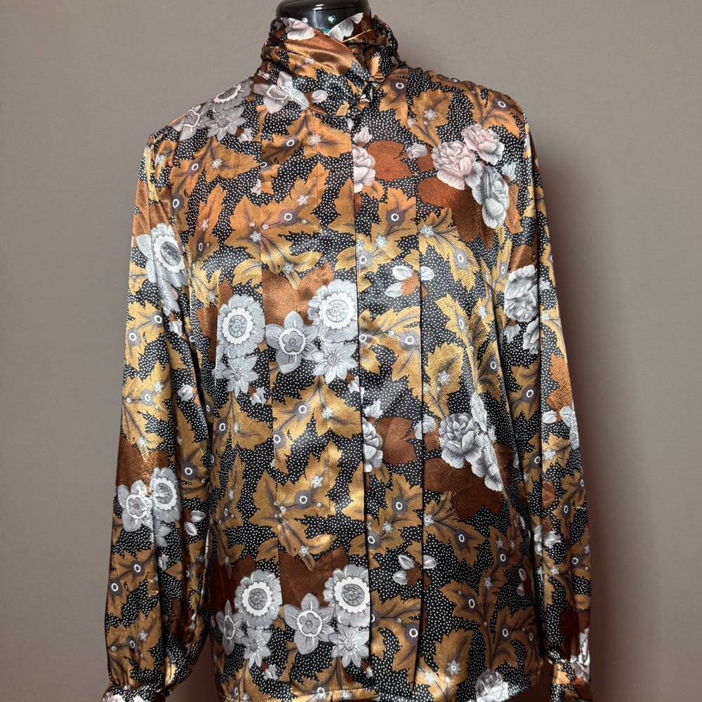 Wildly unique satin blouse with thoughtful details
